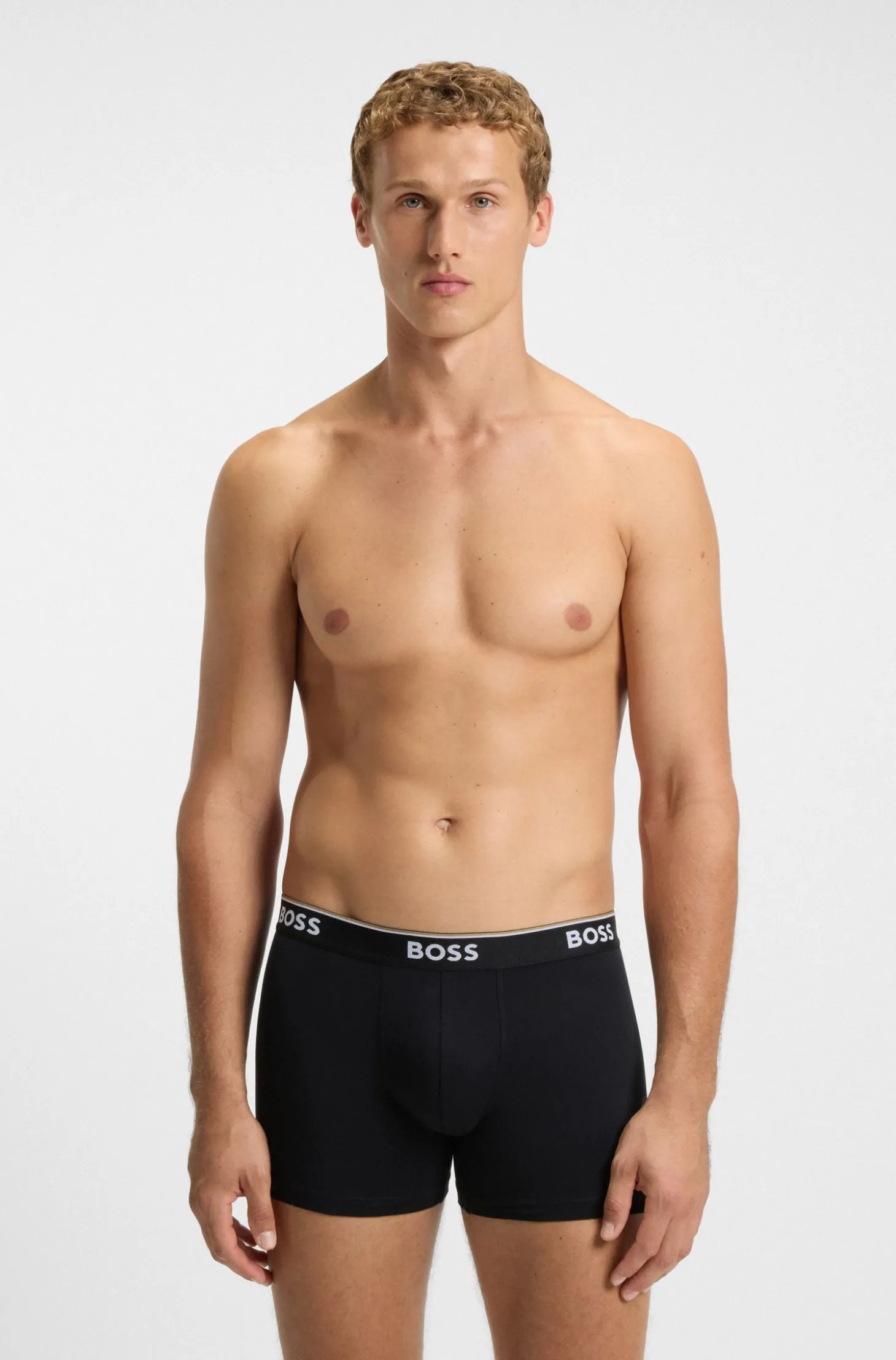 Dreierpack eng anliegende Boxershorts aus Stretch-Baumwolle mit Logo-Bund