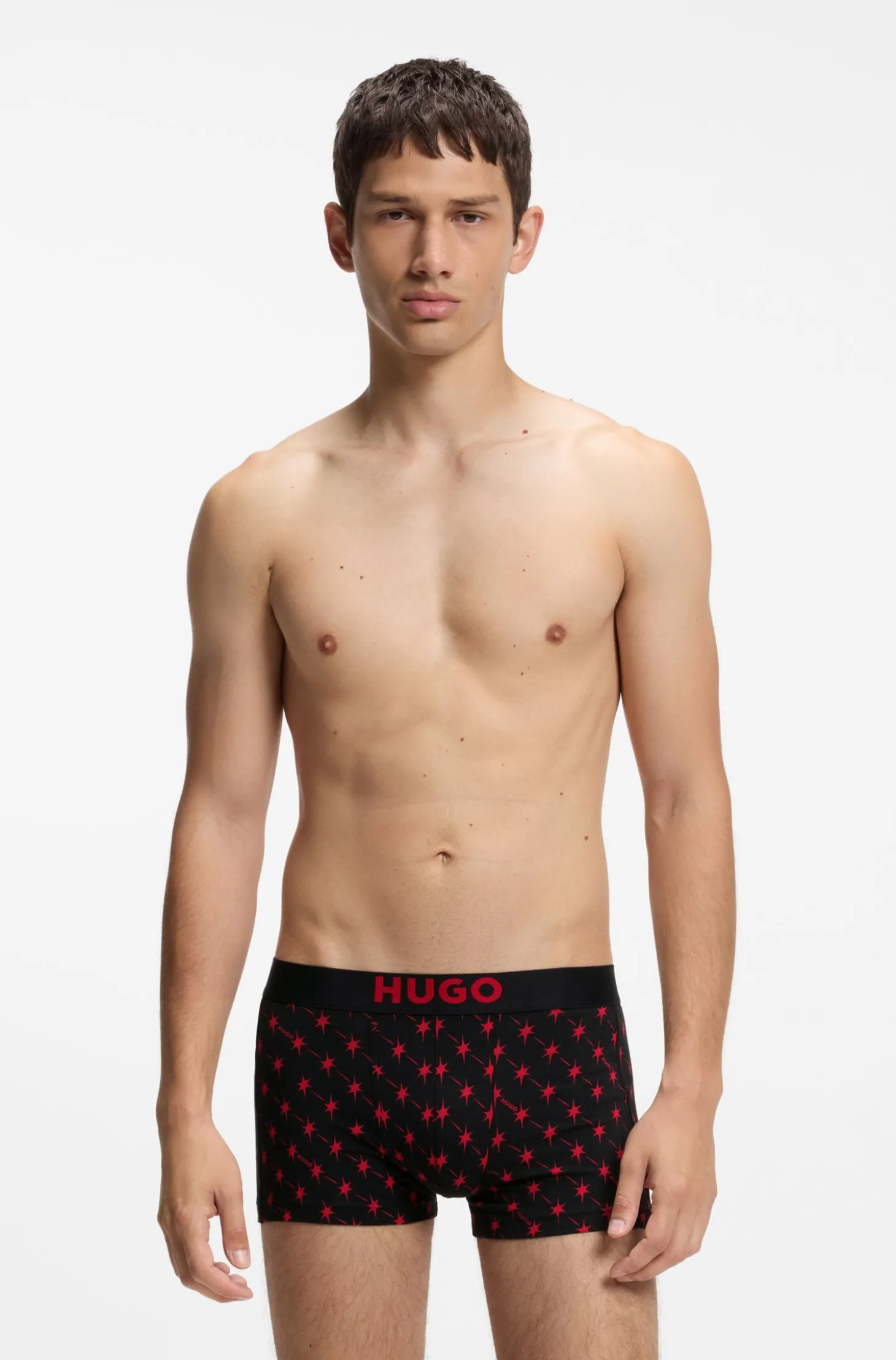 Dreierpack eng anliegende Boxershorts aus Stretch-Baumwolle mit kurzem Bein und Logo-Bund