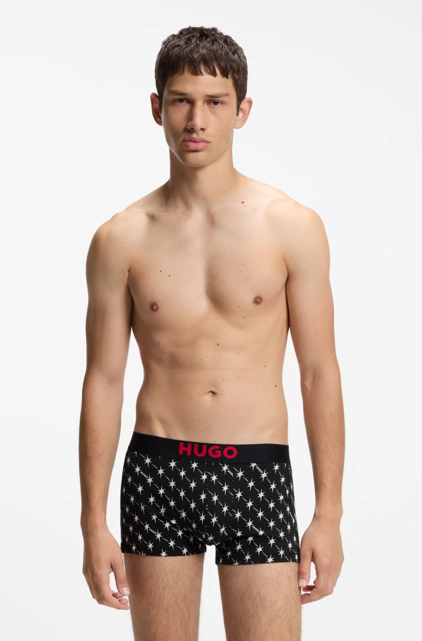 Dreierpack eng anliegende Boxershorts aus Stretch-Baumwolle mit kurzem Bein und Logo-Bund