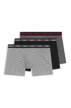Dreierpack eng anliegende Boxershorts mit Logos am Bund