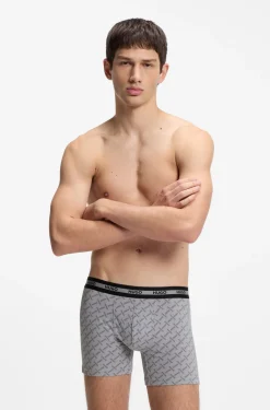 Dreierpack eng anliegende Boxershorts mit Logos am Bund