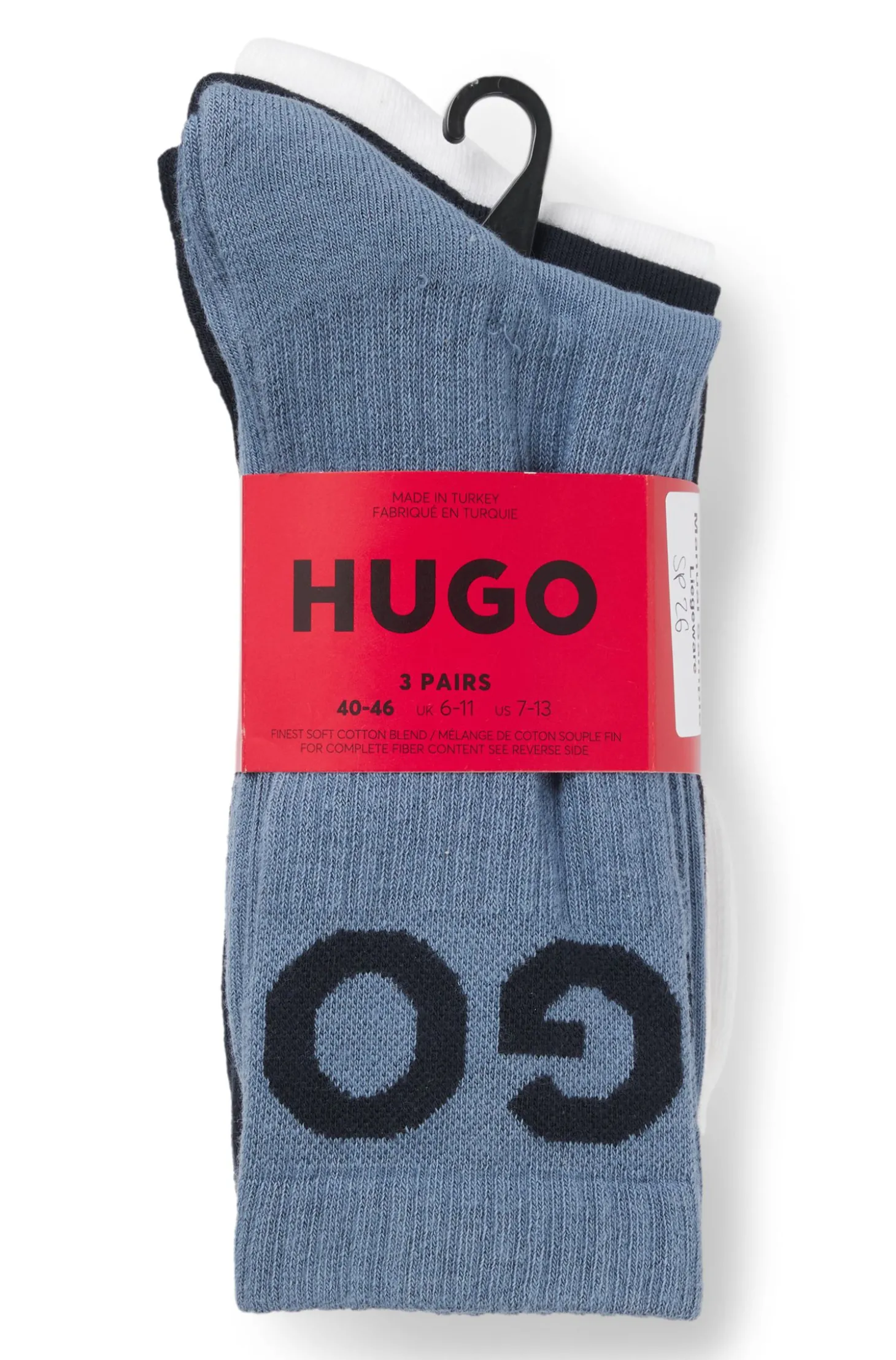 Dreierpack kurze gerippte Socken mit Logos