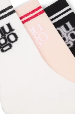 Dreierpack kurze gerippte Socken mit Stack-Logos