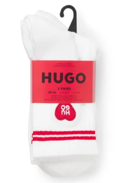 Dreierpack kurze gerippte Socken mit Logos