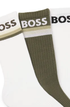 Dreierpack kurze Socken aus Bambus-Mix mit Logos