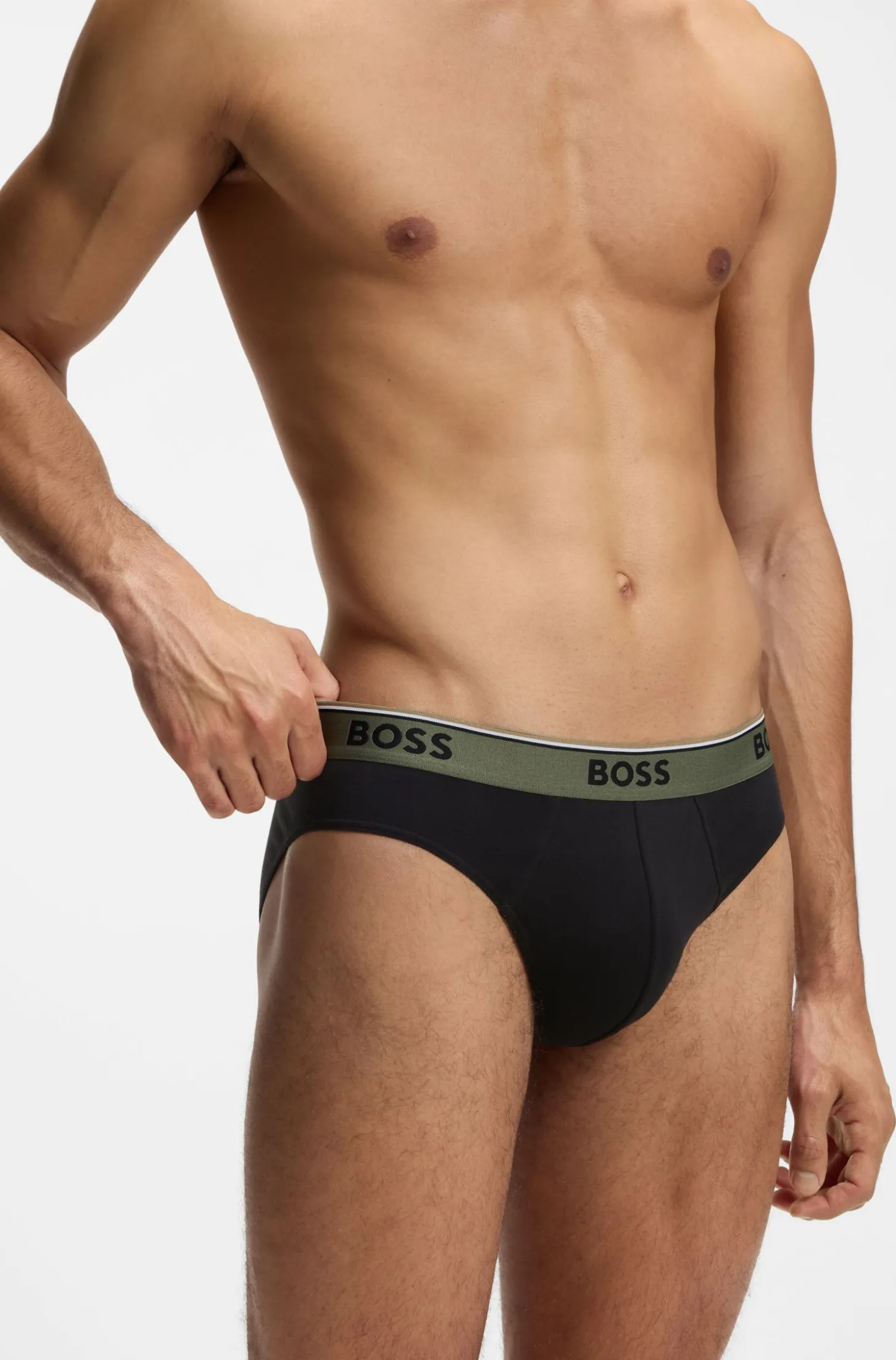 Dreierpack Slips aus Stretch-Baumwolle mit Logo am Bund