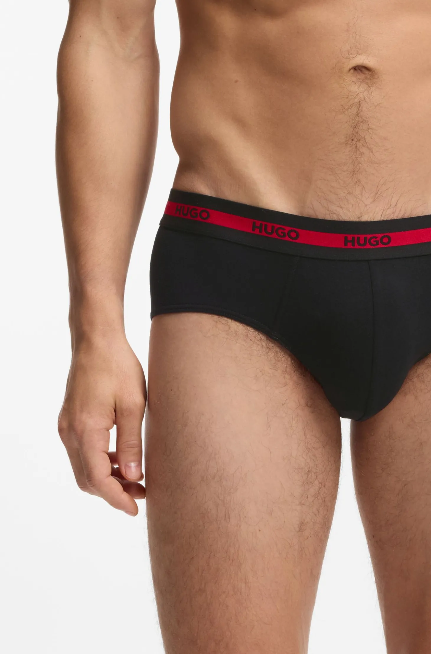 Dreierpack Slips aus Stretch-Baumwolle mit Logos am Bund