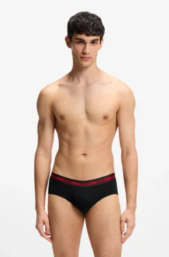 Dreierpack Slips aus Stretch-Baumwolle mit Logos am Bund