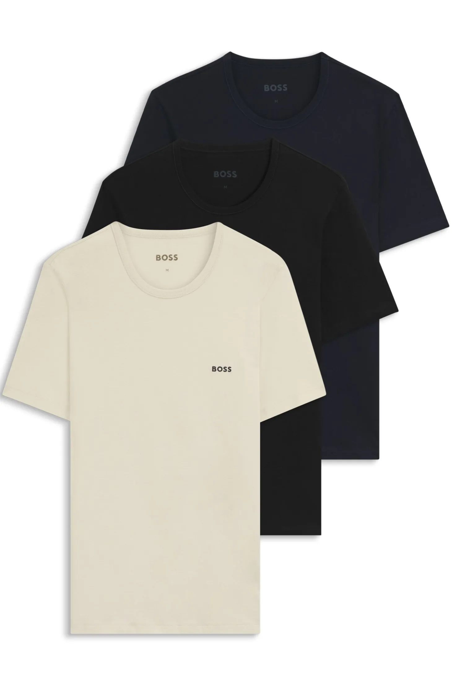 Dreierpack T-Shirts aus Baumwolle mit Logo-Stickerei