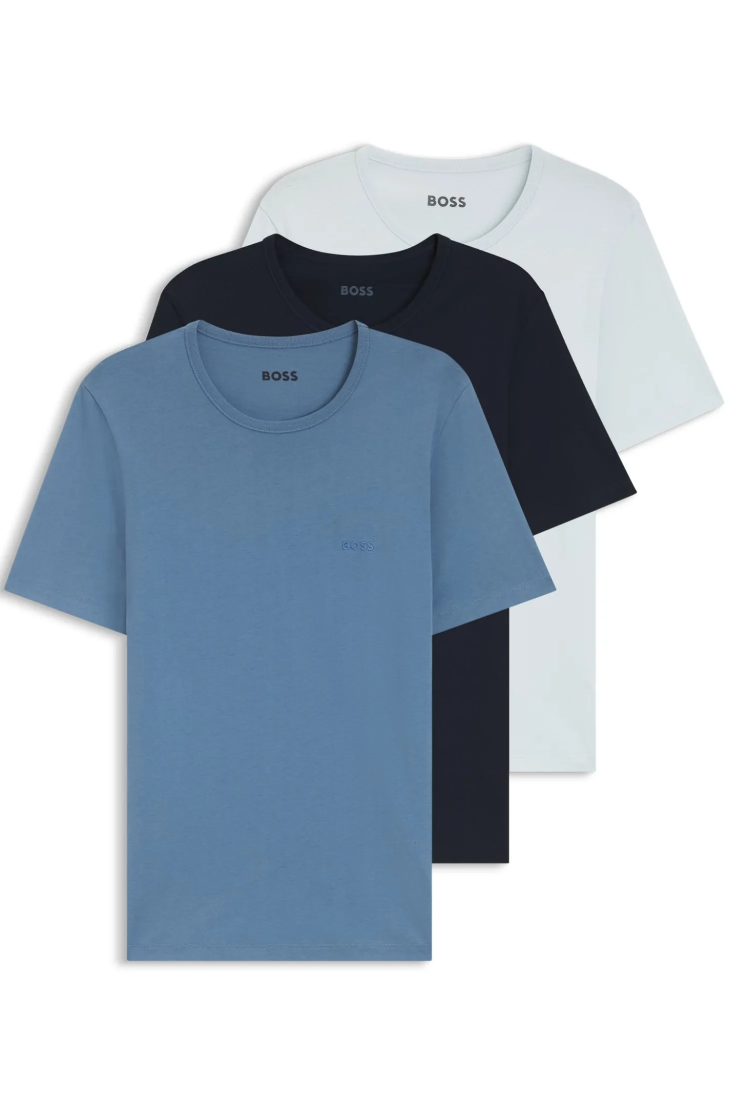 Dreierpack T-Shirts aus Baumwolle mit Logo-Stickerei