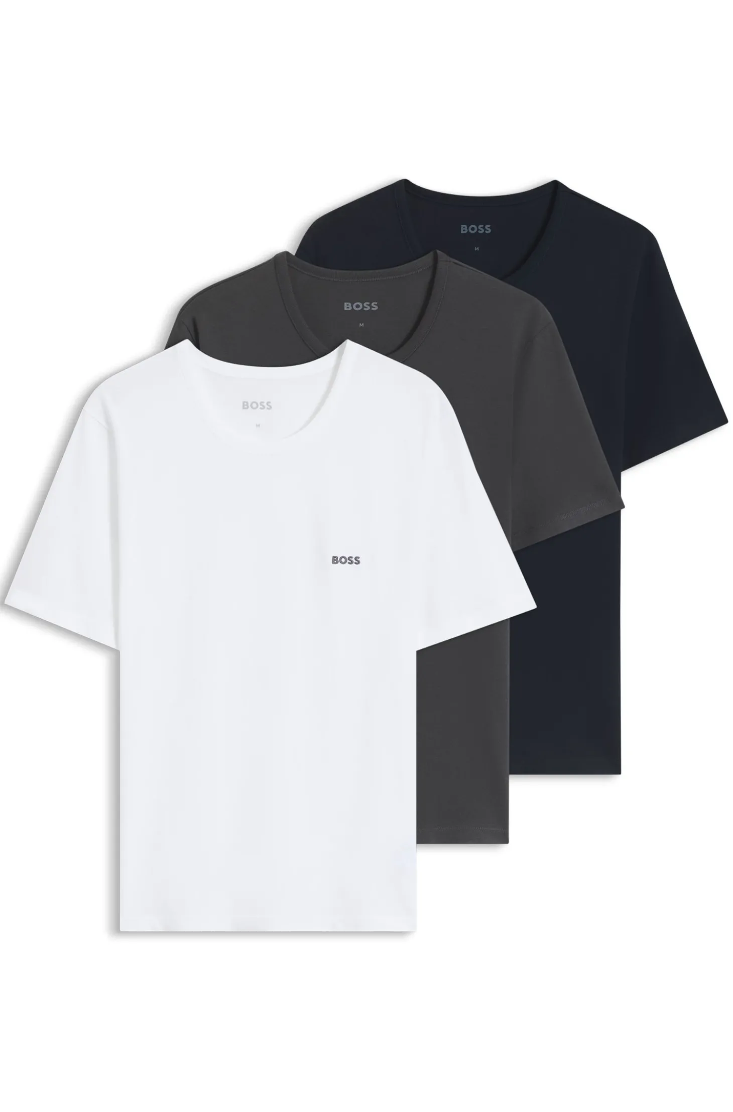 Dreierpack T-Shirts aus Baumwolle mit Logo-Stickerei