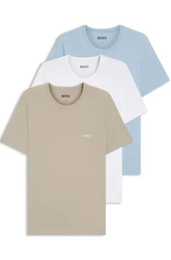 Dreierpack T-Shirts aus Baumwolle mit Logo-Stickerei