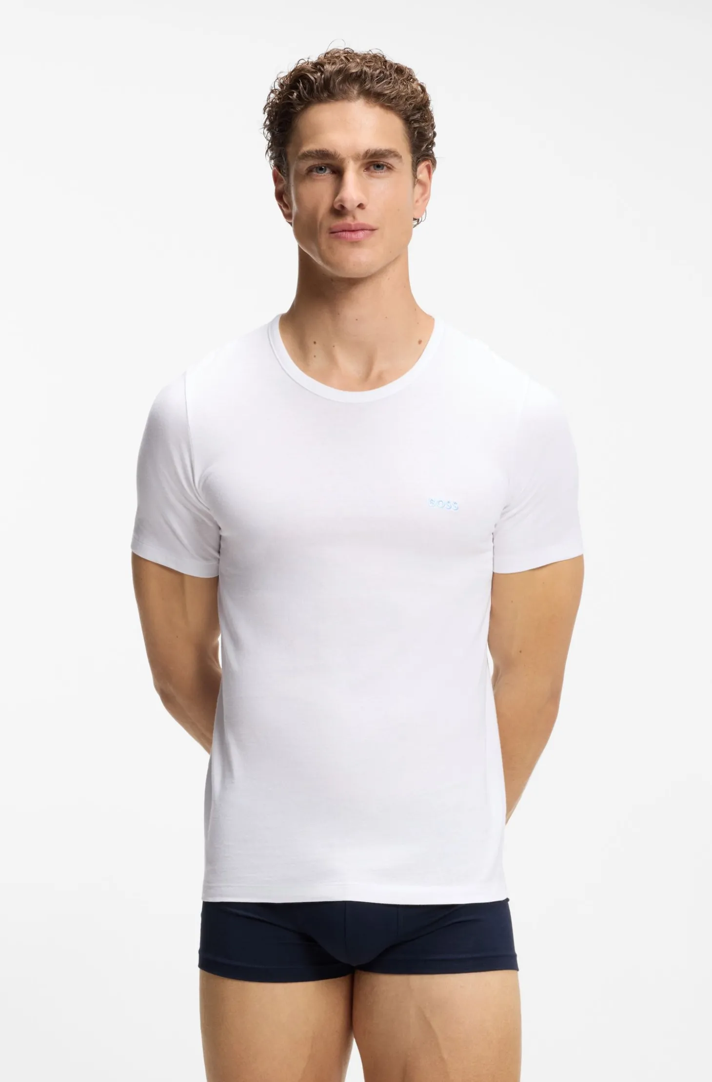 Dreierpack T-Shirts aus Baumwolle mit Logo-Stickerei