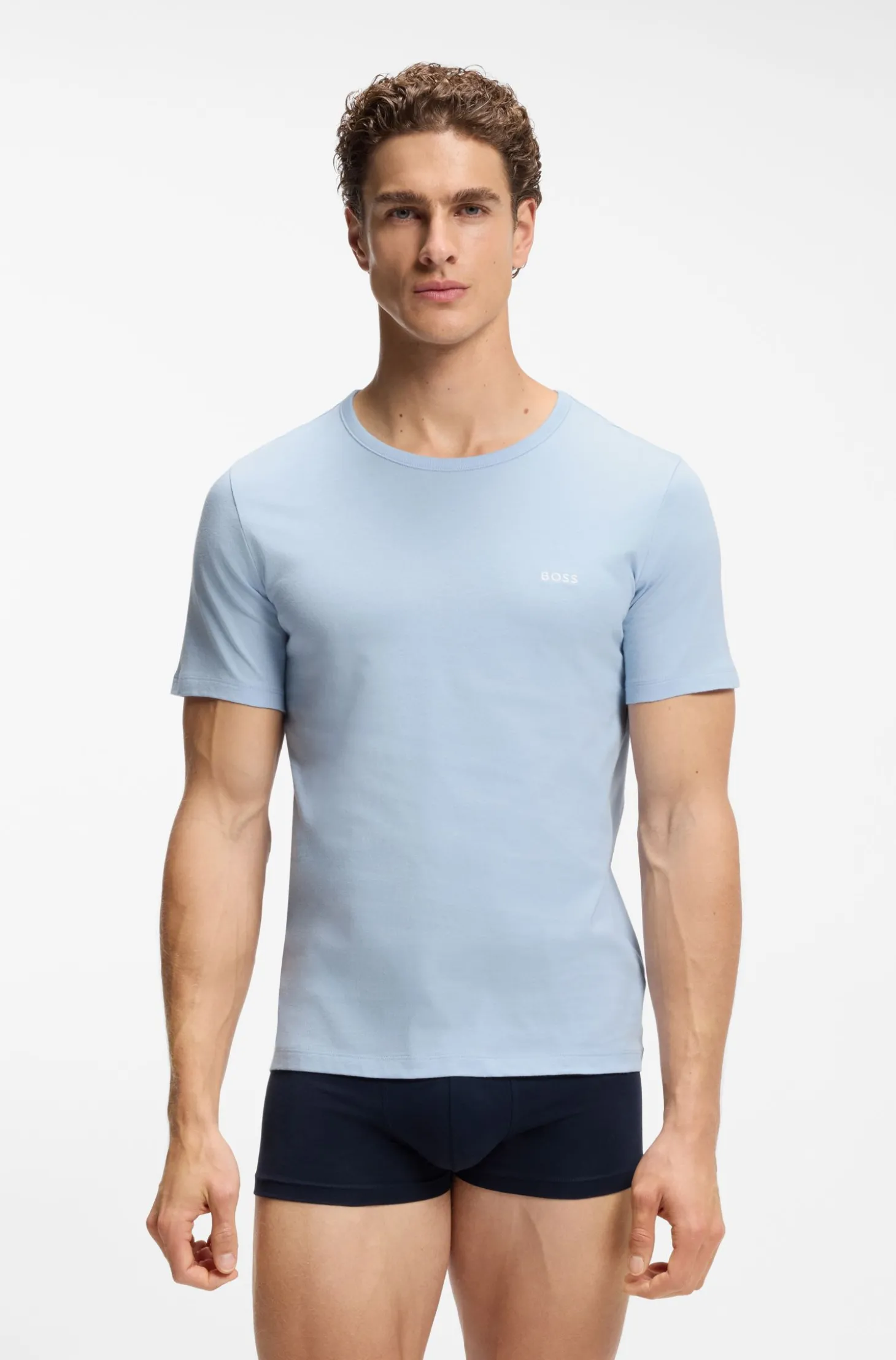 Dreierpack T-Shirts aus Baumwolle mit Logo-Stickerei