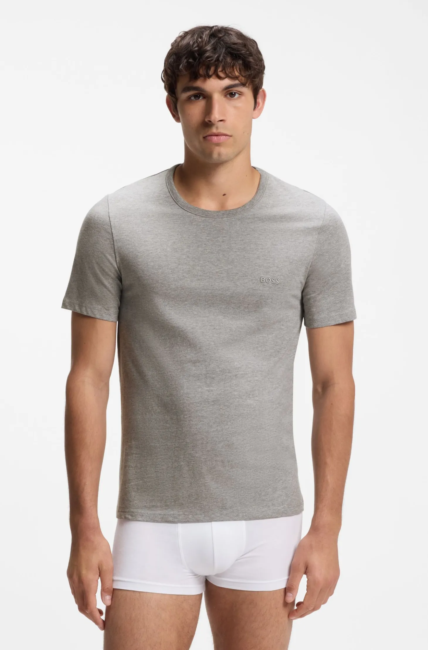 Dreierpack T-Shirts aus Baumwolle mit Logo-Stickerei