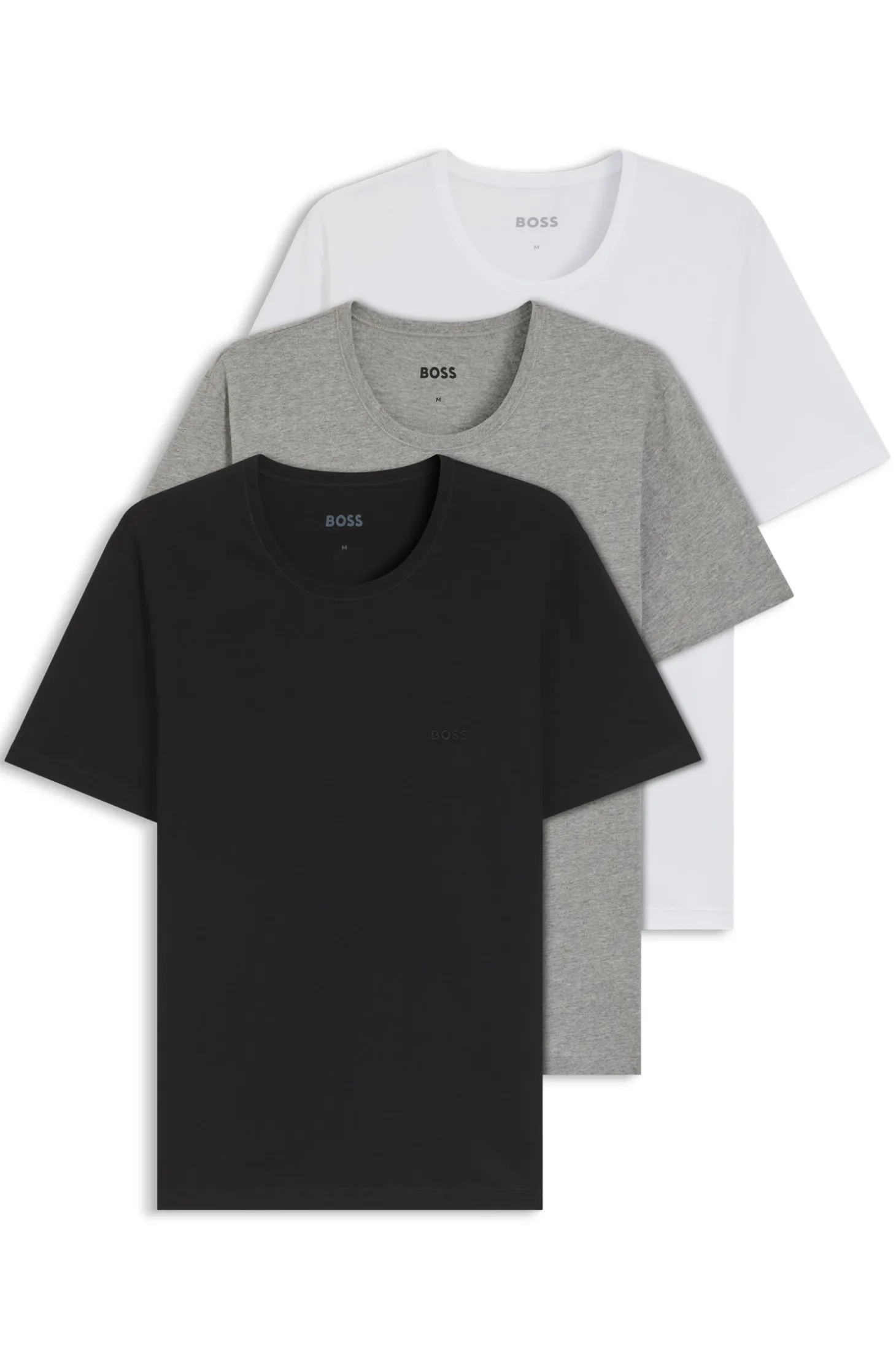 Dreierpack T-Shirts aus Baumwolle mit Logo-Stickerei