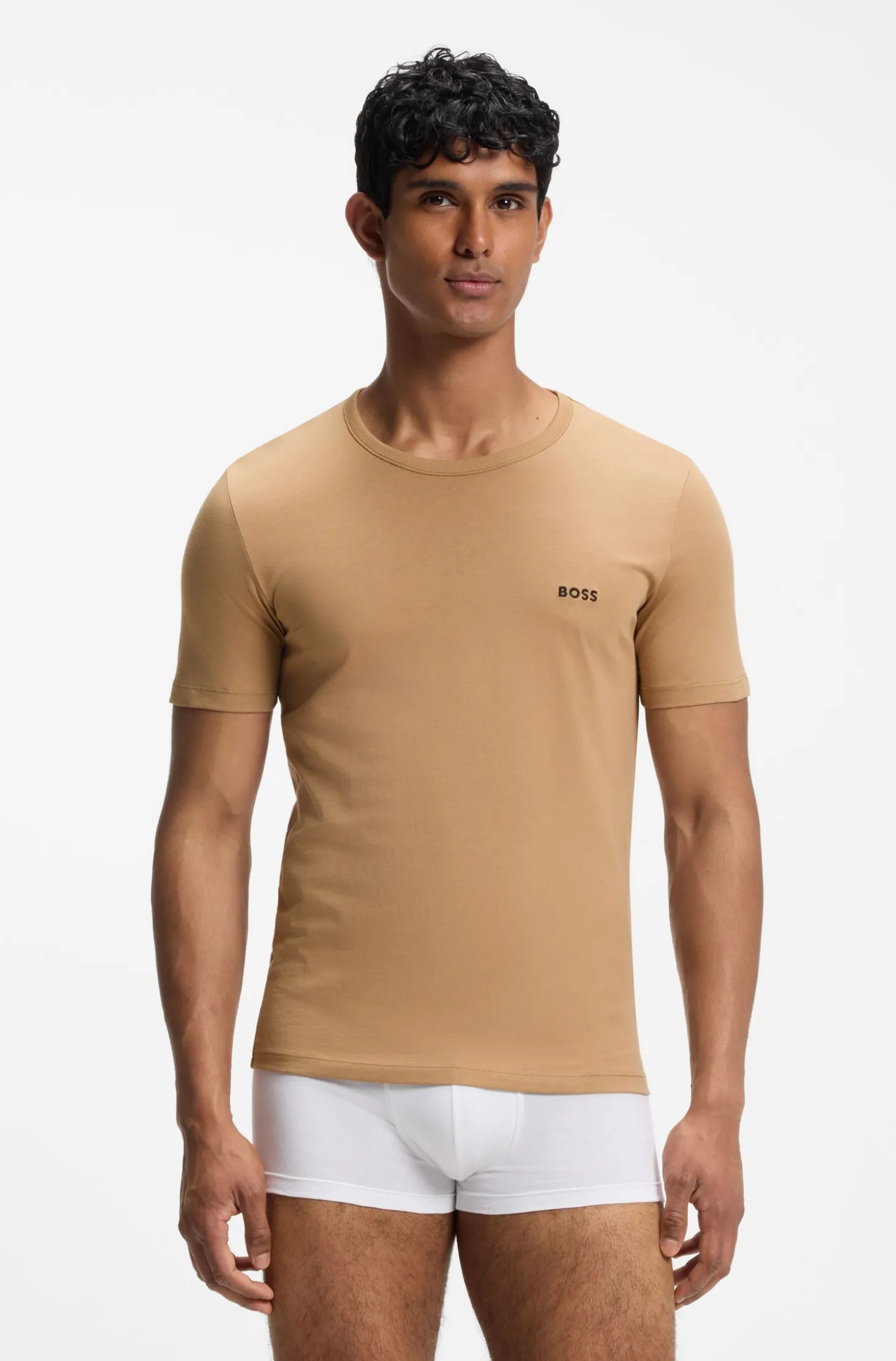 Dreierpack T-Shirts aus Baumwolle mit Logo-Stickerei
