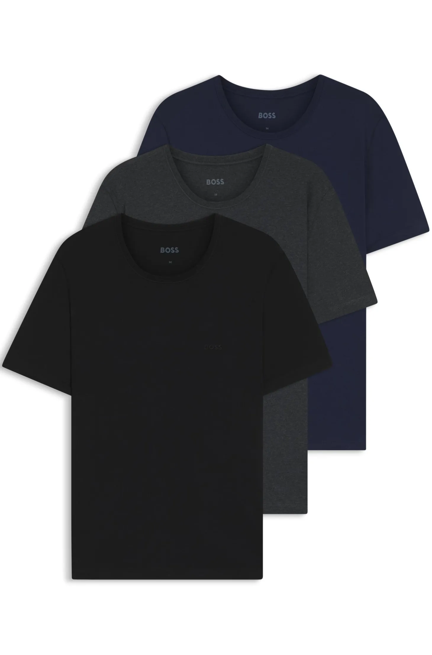 Dreierpack T-Shirts aus Baumwolle mit Logo-Stickerei