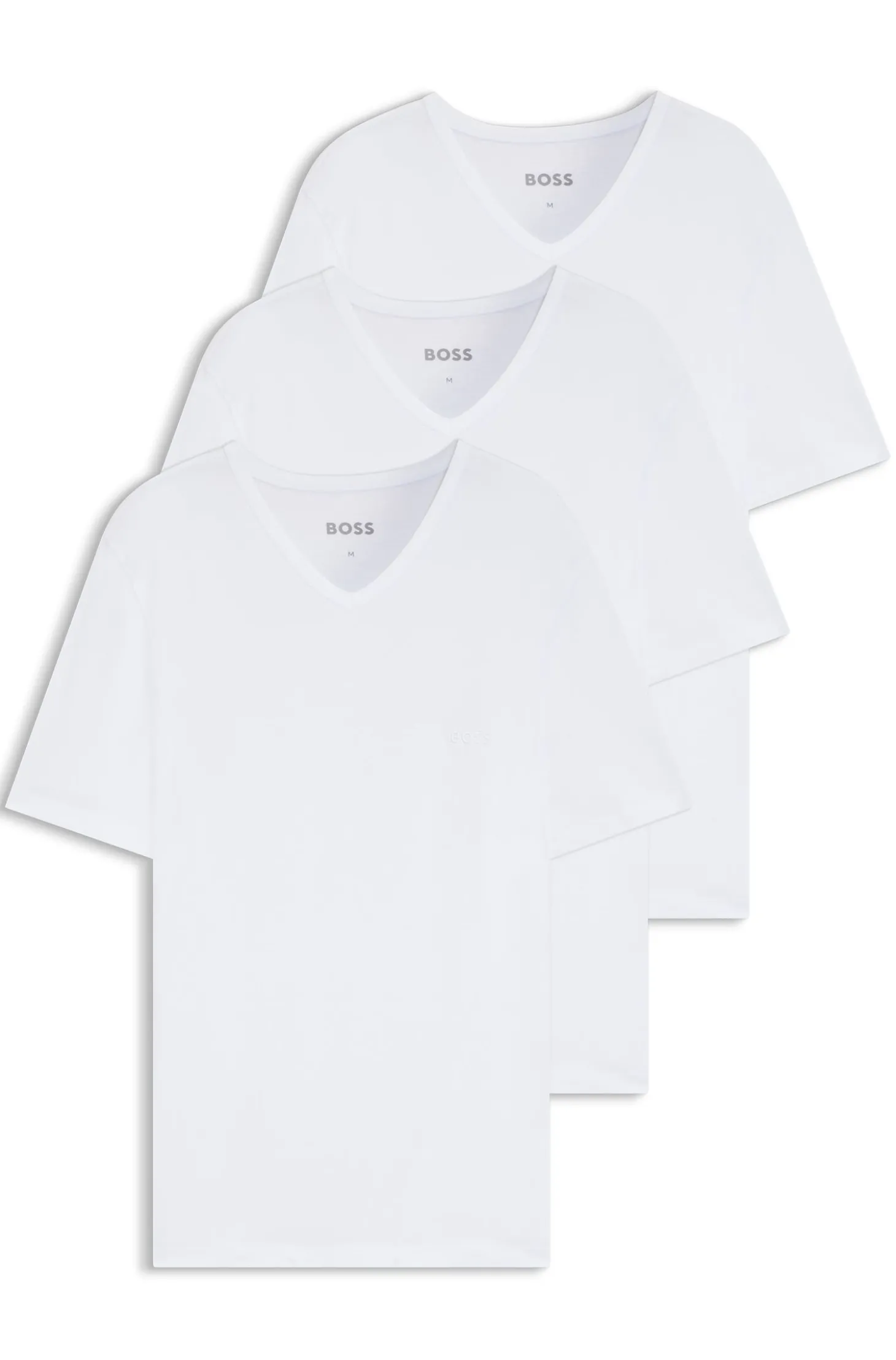 Dreierpack T-Shirts mit V-Ausschnitt aus Baumwolle