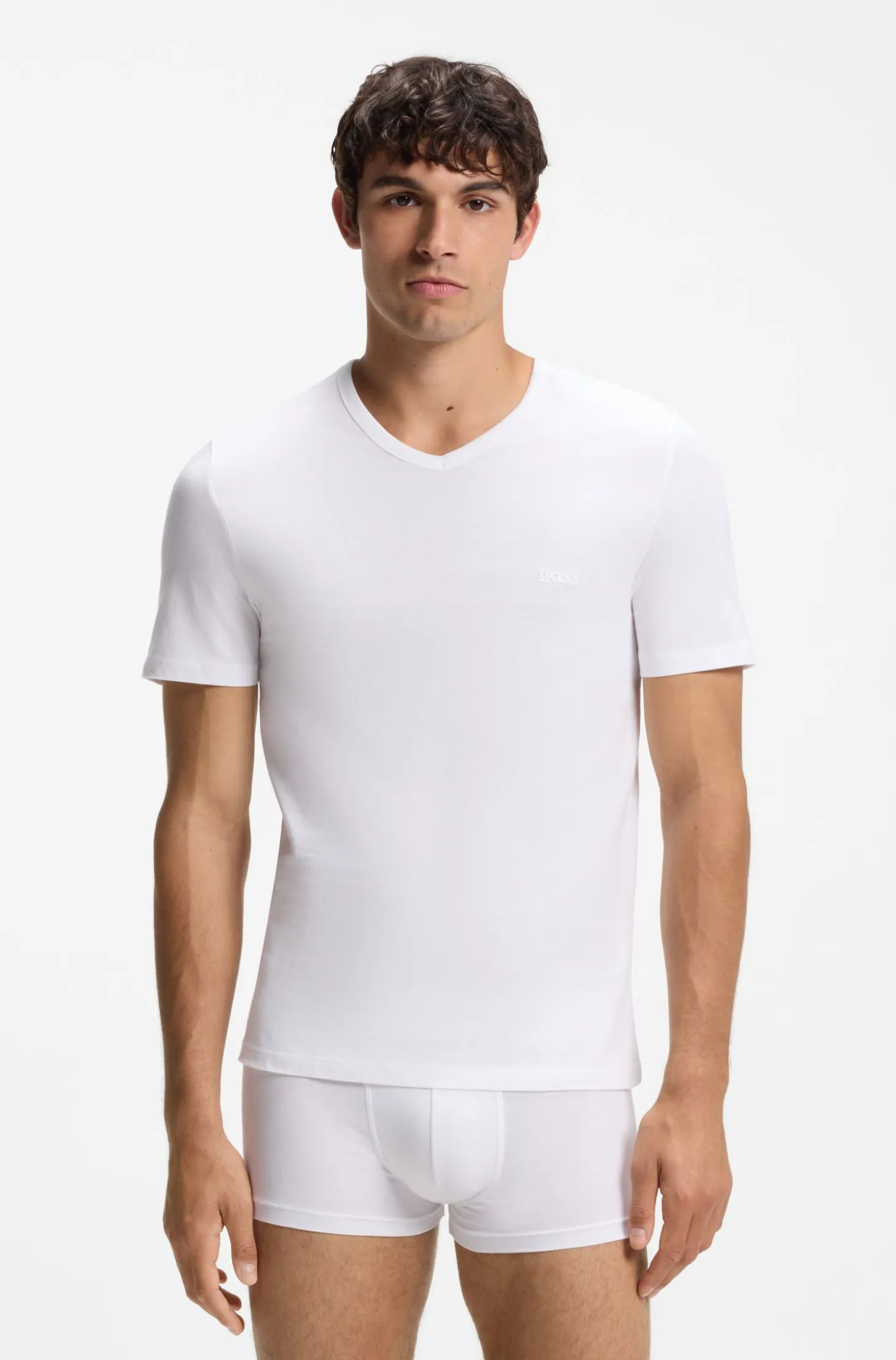 Dreierpack T-Shirts mit V-Ausschnitt aus Baumwolle