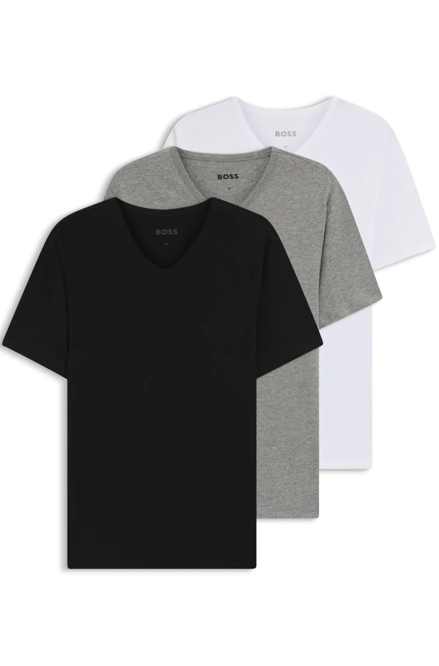 Dreierpack T-Shirts mit V-Ausschnitt aus Baumwolle