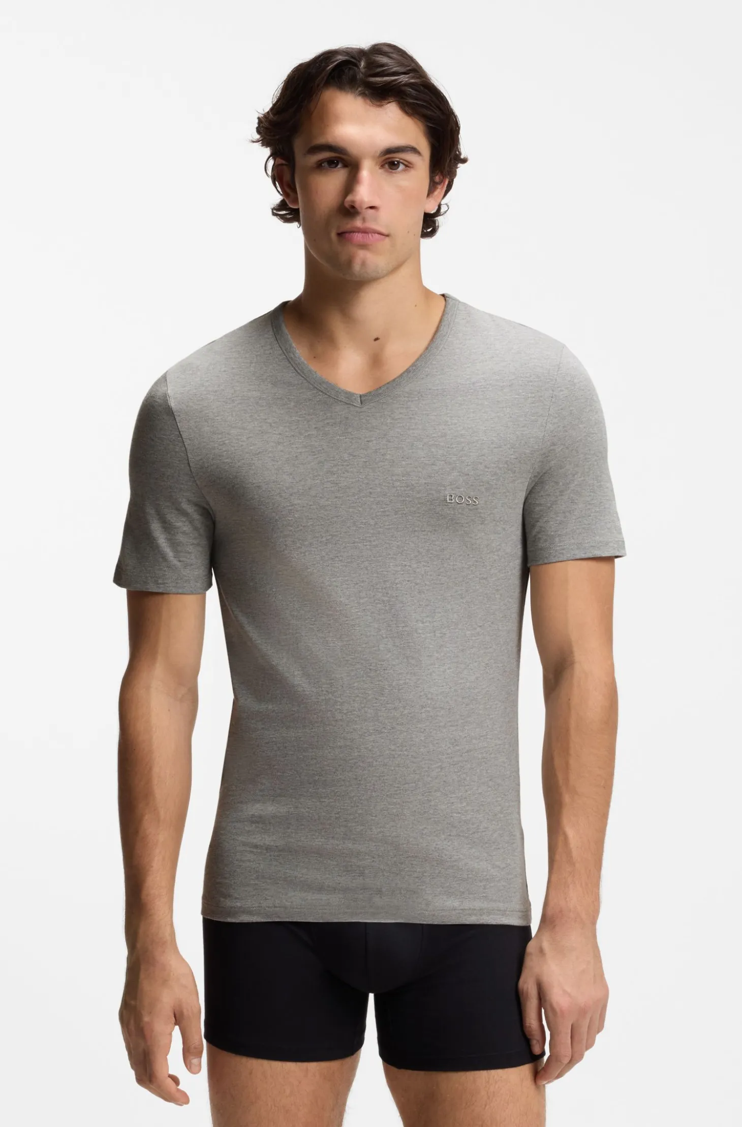 Dreierpack T-Shirts mit V-Ausschnitt aus Baumwolle