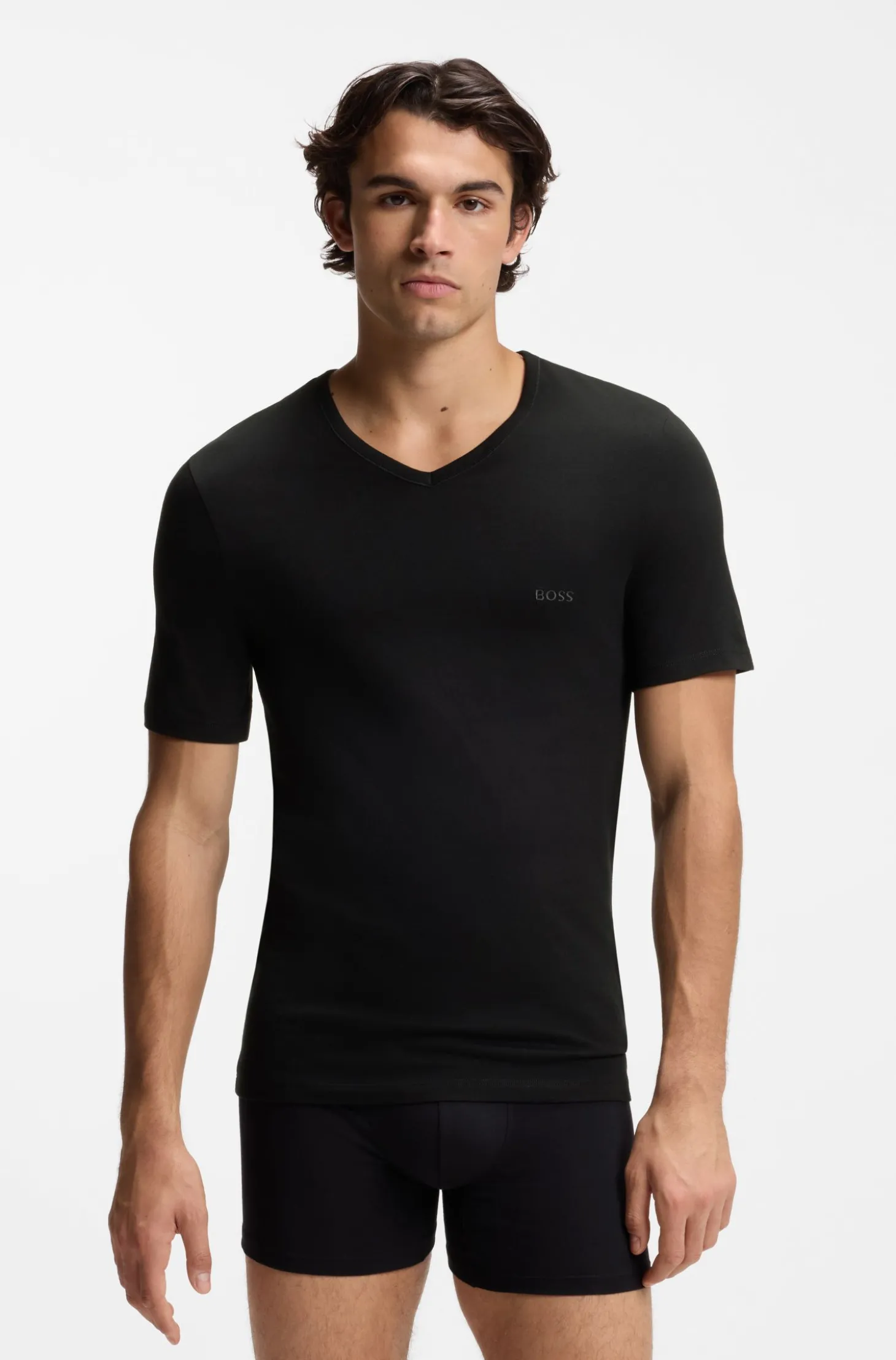 Dreierpack T-Shirts mit V-Ausschnitt aus Baumwolle