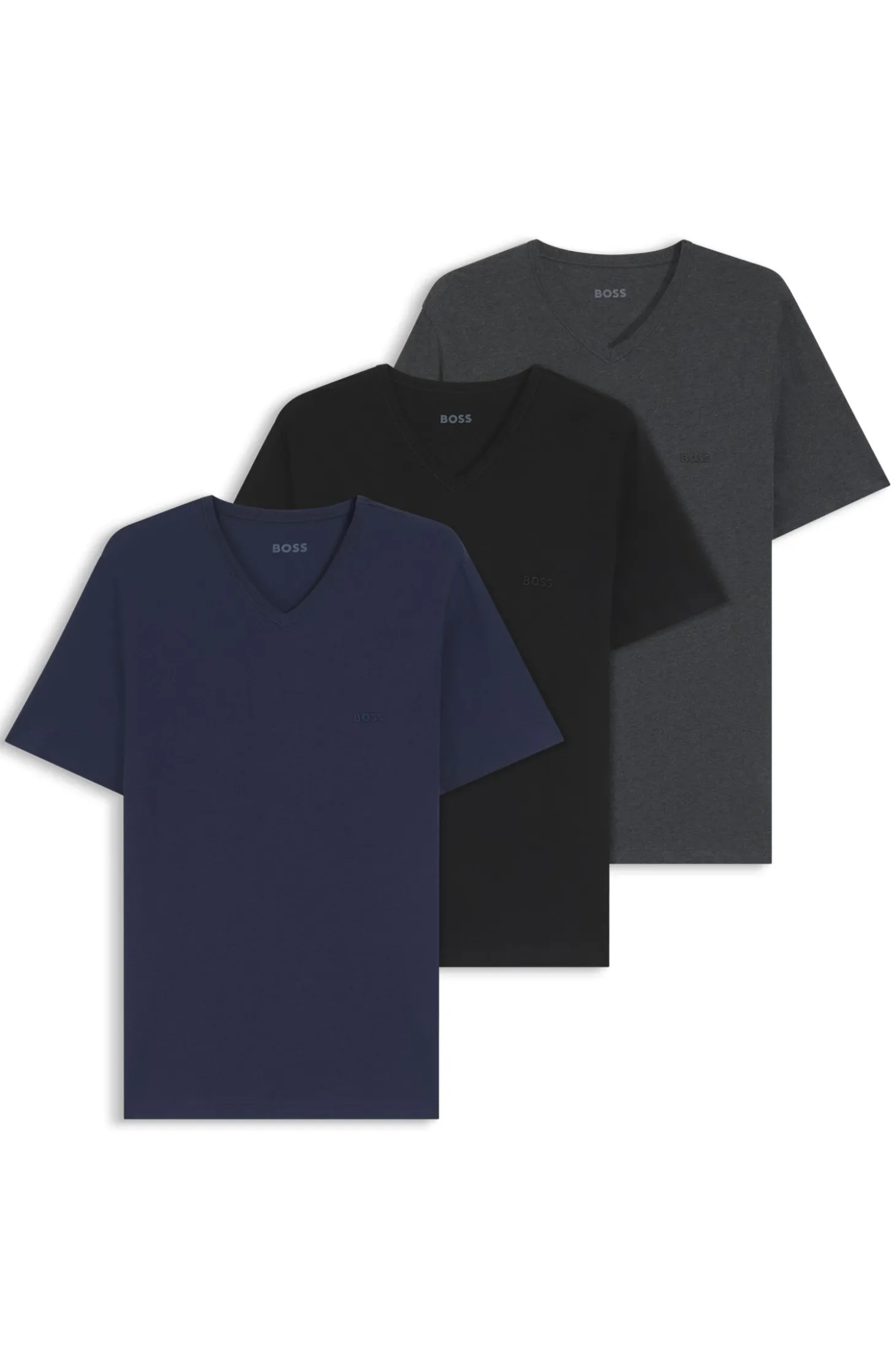 Dreierpack T-Shirts mit V-Ausschnitt aus Baumwolle