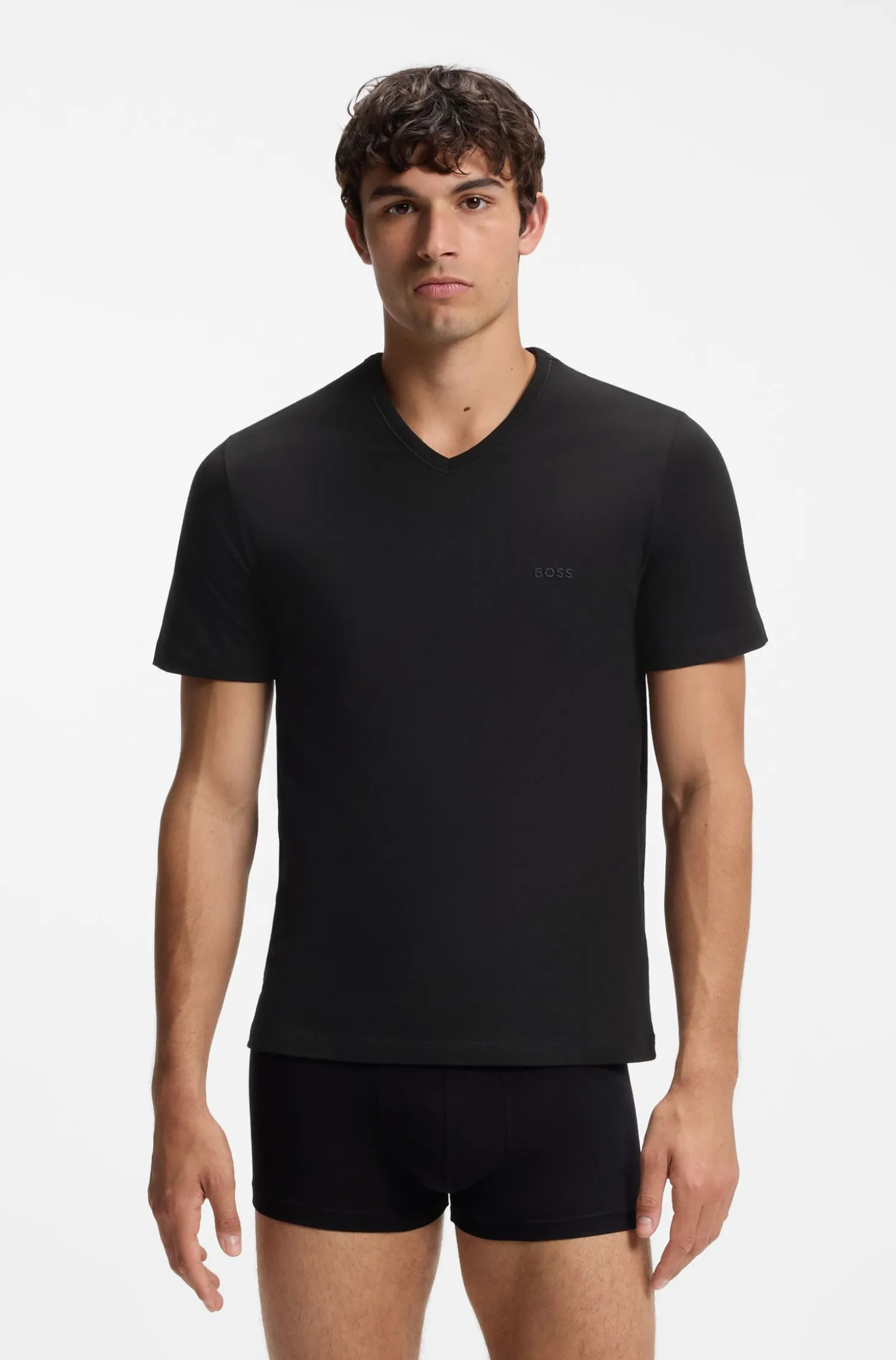 Dreierpack T-Shirts mit V-Ausschnitt aus Baumwolle