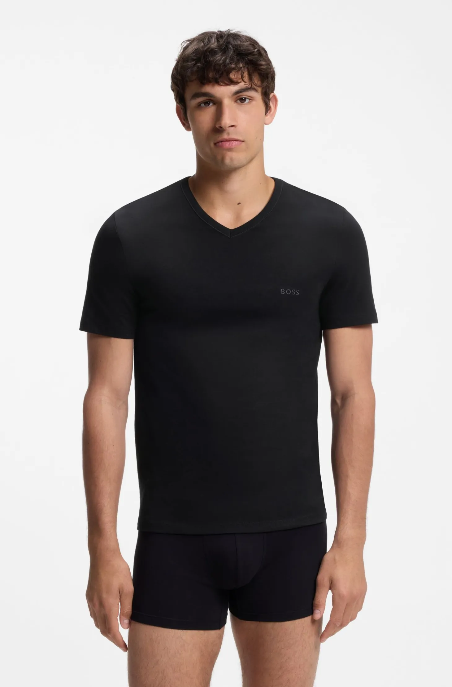 Dreierpack T-Shirts mit V-Ausschnitt aus Baumwolle