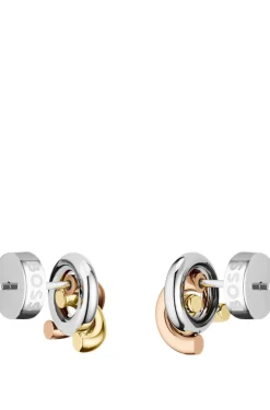 Dreifarbige Ohrringe mit Knoten-Design