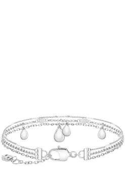 Dreireihiges Armband in Silberfarbe mit Tropfenanhängern