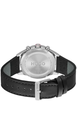 #Drift Uhr mit schwarzem Zifferblatt und schwarzem Lederarmband