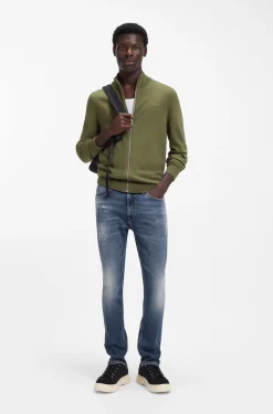 Dunkelblaue Slim-Fit Jeans aus bequemem Stretch-Denim