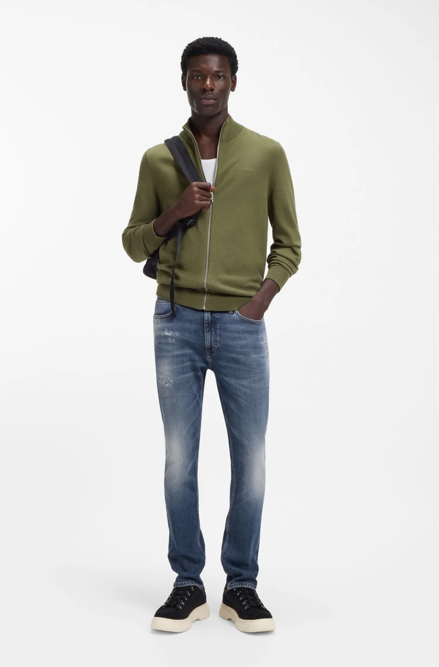 Dunkelblaue Slim-Fit Jeans aus bequemem Stretch-Denim