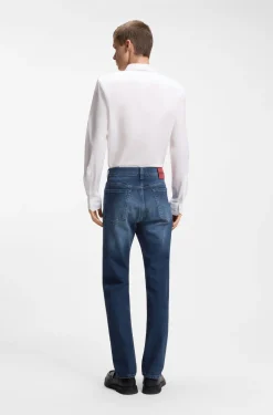 Dunkelblaue Slim-Fit Jeans aus bequemem Stretch-Denim
