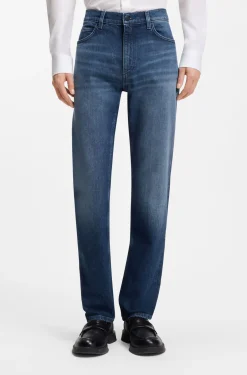 Dunkelblaue Slim-Fit Jeans aus bequemem Stretch-Denim