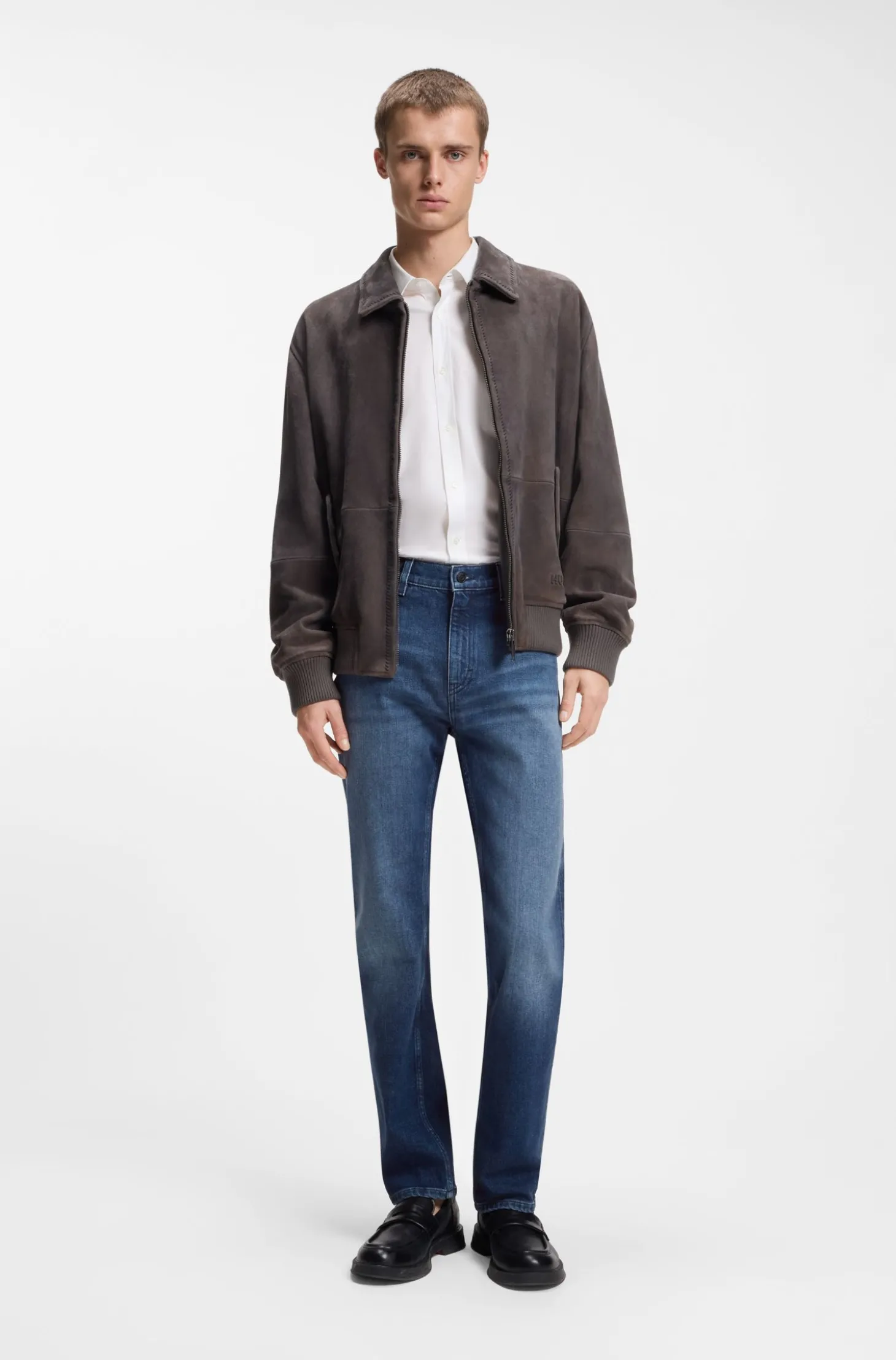 Dunkelblaue Slim-Fit Jeans aus bequemem Stretch-Denim