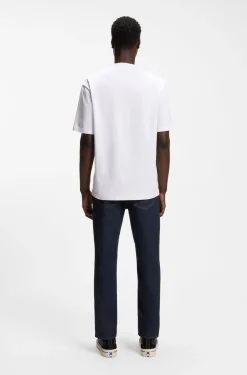 Dunkelblaue Tapered-Fit Jeans aus Stretch-Denim