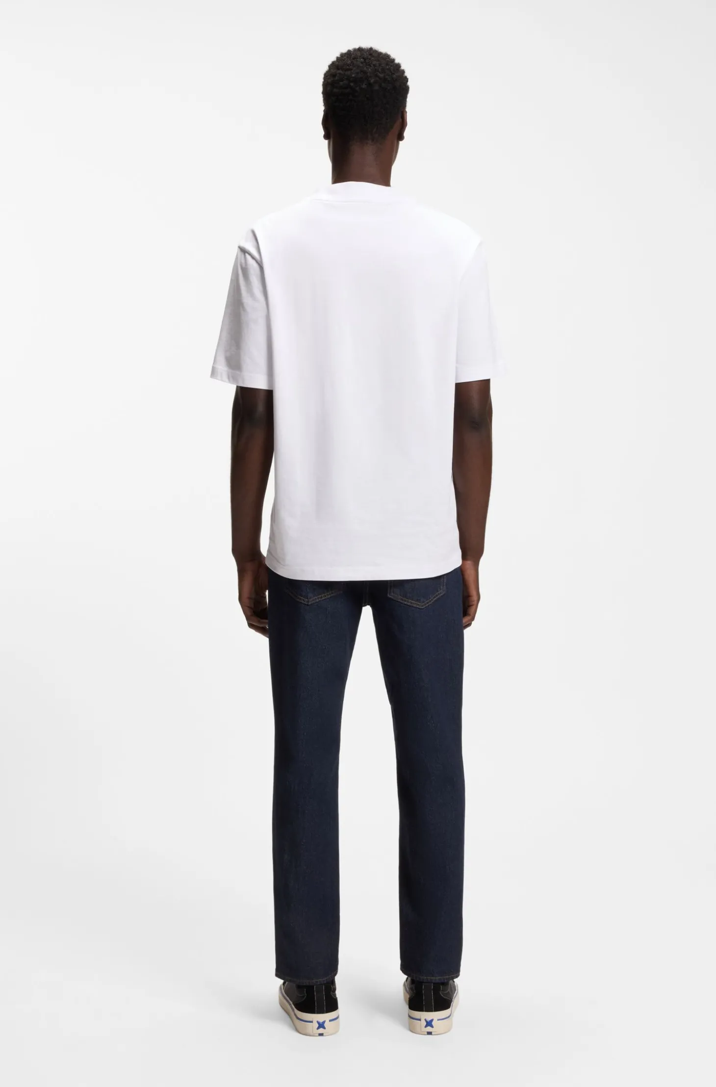 Dunkelblaue Tapered-Fit Jeans aus Stretch-Denim
