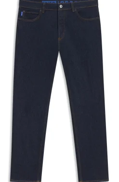 Dunkelblaue Tapered-Fit Jeans aus Stretch-Denim