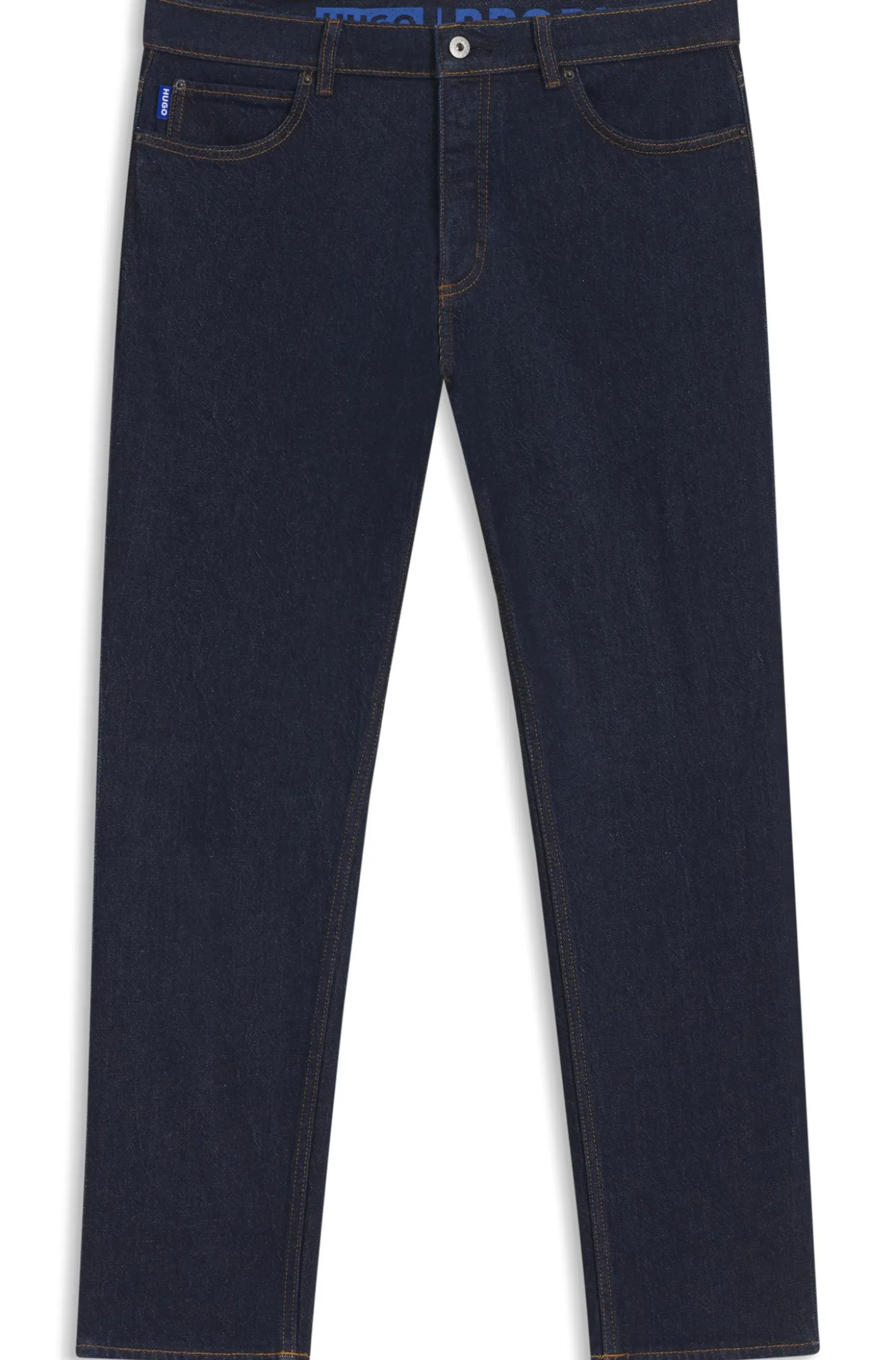 Dunkelblaue Tapered-Fit Jeans aus Stretch-Denim