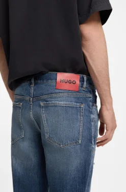 Dunkelblaue Tapered-Fit Jeans aus Stretch-Baumwolle