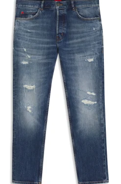 Dunkelblaue Tapered-Fit Jeans aus Stretch-Baumwolle