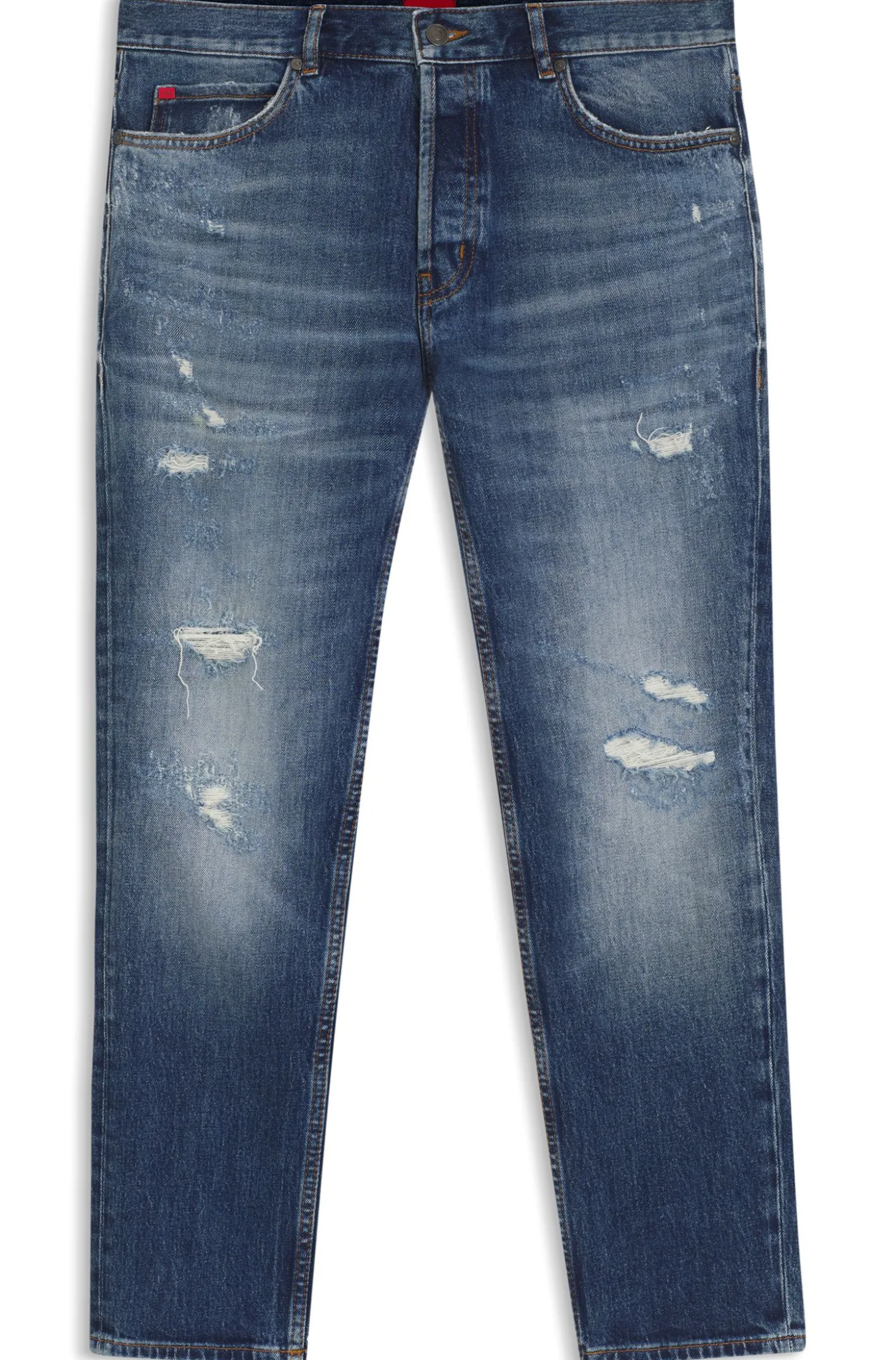 Dunkelblaue Tapered-Fit Jeans aus Stretch-Baumwolle