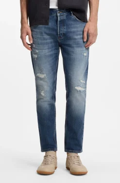 Dunkelblaue Tapered-Fit Jeans aus Stretch-Baumwolle