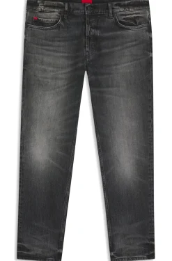 Dunkelgraue Tapered-Fit Jeans aus Stretch-Denim