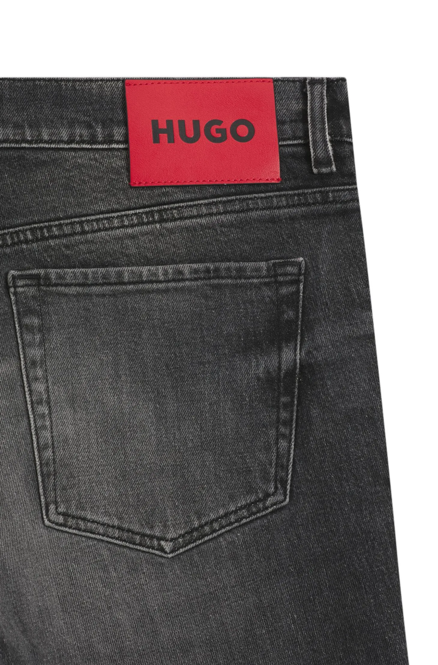 Dunkelgraue Tapered-Fit Jeans aus Stretch-Denim