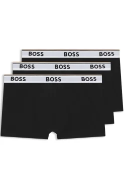 Eng anliegende Boxershorts aus Stretch-Baumwolle mit kurzem Bein und fortlaufenden Logos