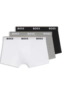 Eng anliegende Boxershorts aus Stretch-Baumwolle mit kurzem Bein und fortlaufenden Logos